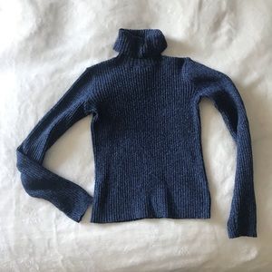 Blue knit turtleneck